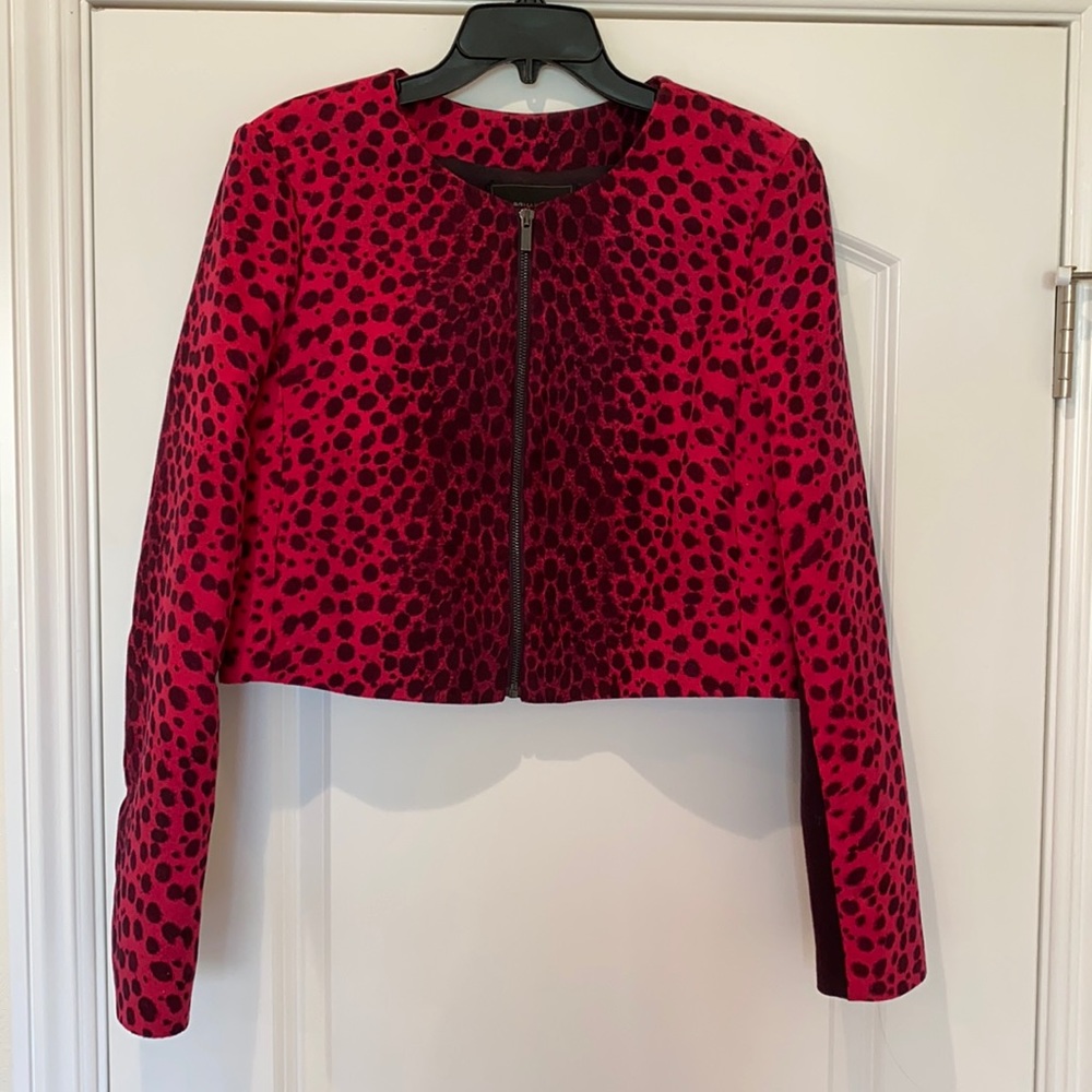 BCBG Maxazria Leopard pink jacket short Large